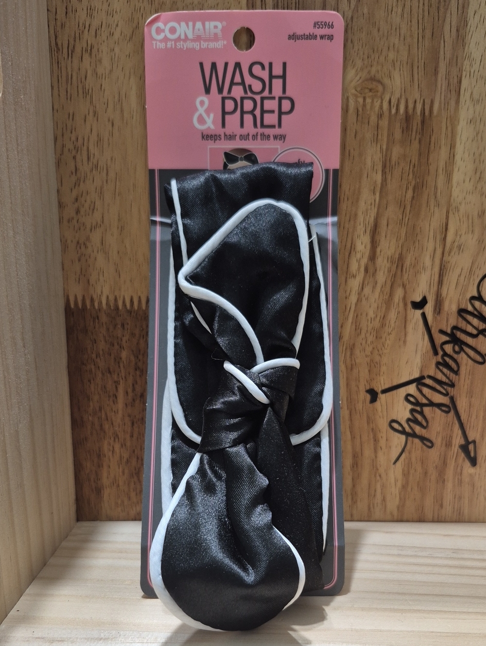 Conair Wash & Prep Adjustable Black Hair Wrap